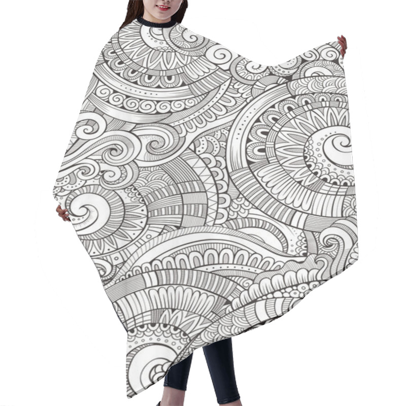 Personality  Abstract Sketchy Decorative Doodles Hand Drawn Ethnic Pattern Hair Cutting Cape