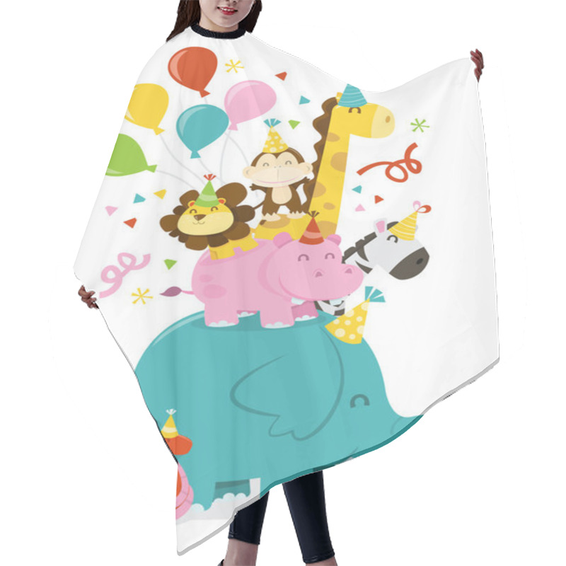 Personality  Happy Jungle Animals Party Celebration Stack Hair Cutting Cape