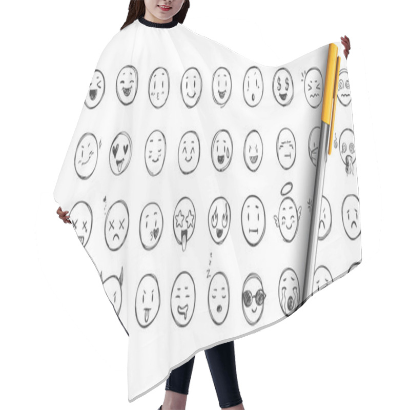 Personality  Face Expressions Doodle Set Hair Cutting Cape