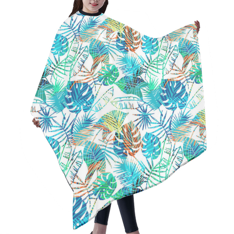 Personality  Seamless Exotic Pattern With Tropical Leaves. Hair Cutting Cape