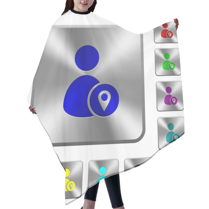 Personality  User Location Rounded Square Steel Buttons Hair Cutting Cape