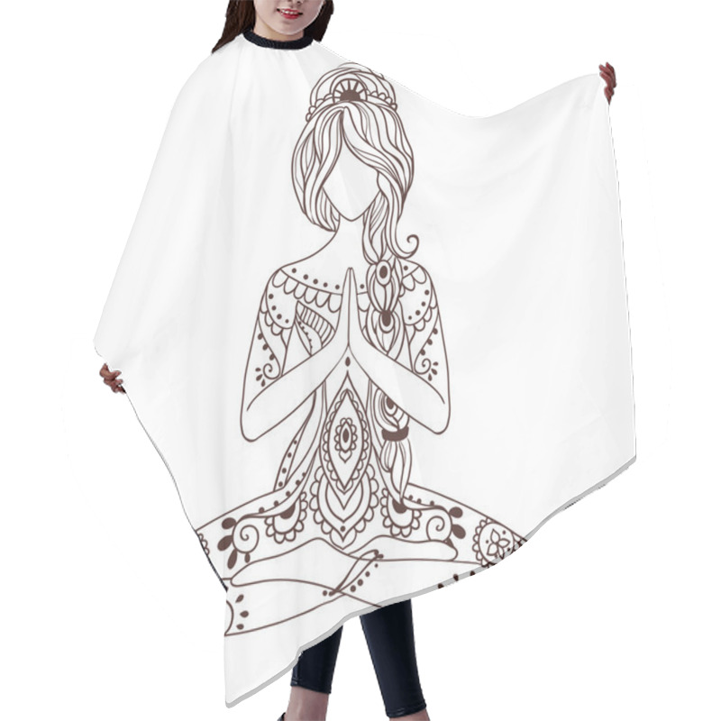 Personality  Ornament Beautiful Card With Vector Yoga Hair Cutting Cape