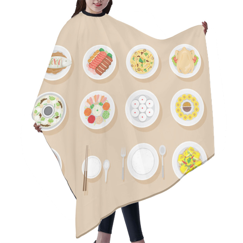 Personality  Foods On Dish Set Hair Cutting Cape