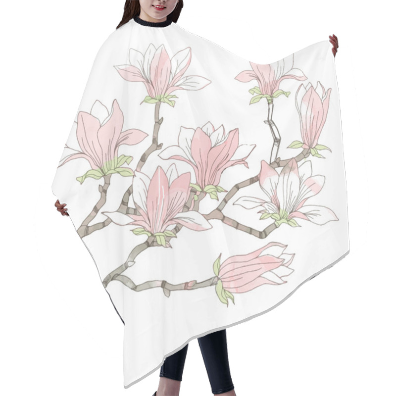 Personality  Magnolia Flower Pattern. Hair Cutting Cape