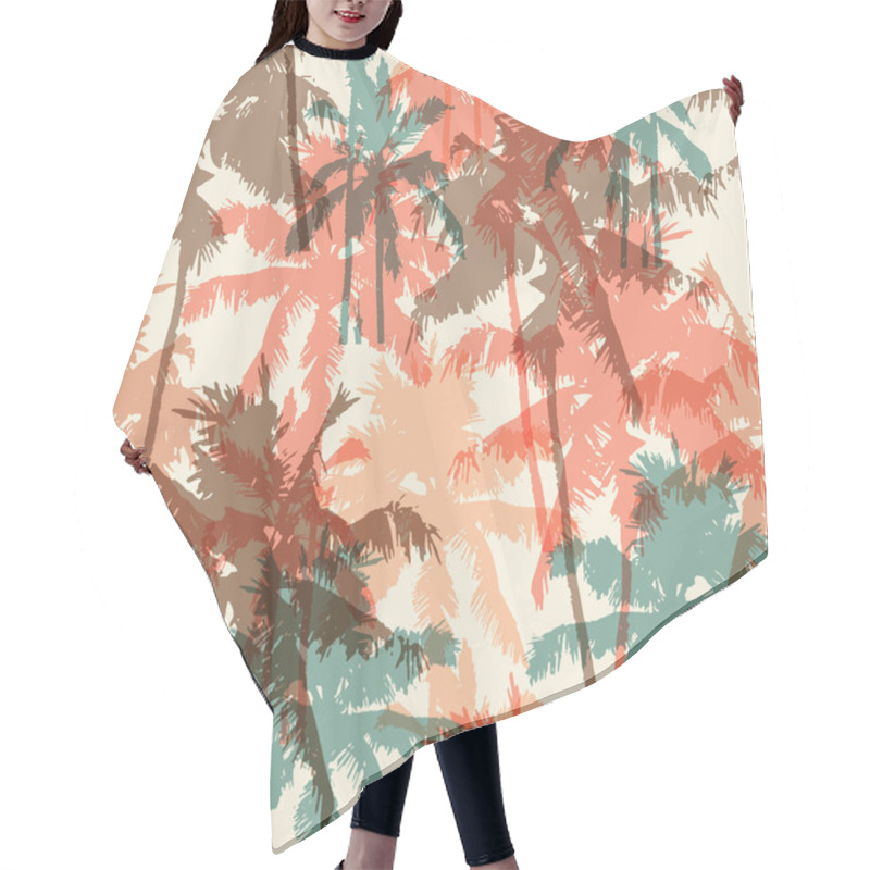 Personality  Seamless Pattern With Palm Trees Hair Cutting Cape