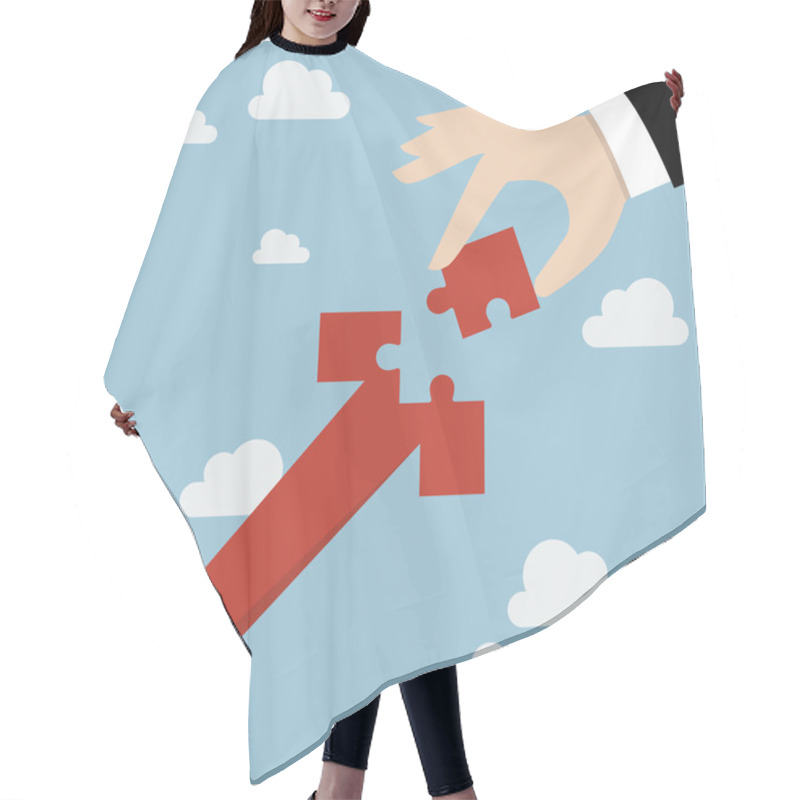 Personality  Hand Inserts The Missing Puzzle In Arrow Graph Up Hair Cutting Cape