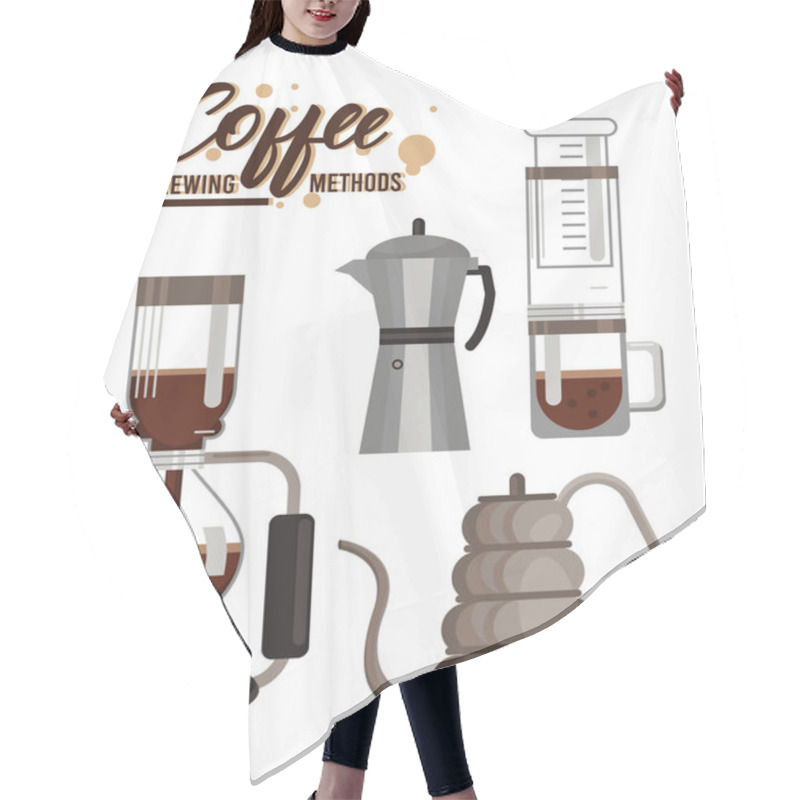 Personality  Four Coffee Brewing Methods Bundle Set Icons Hair Cutting Cape