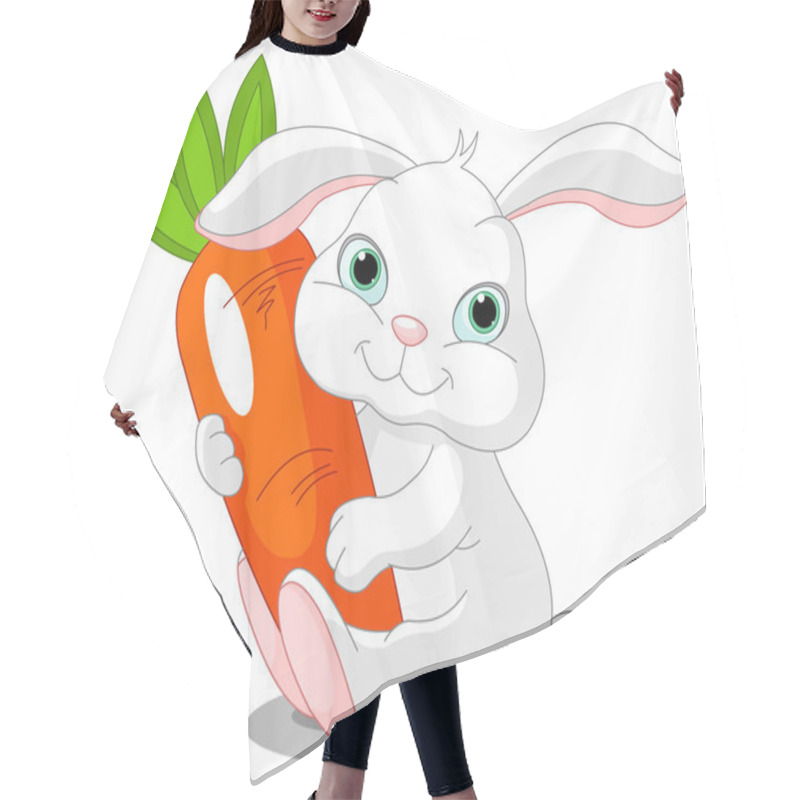 Personality  Rabbit Holds Giant Carrot Hair Cutting Cape