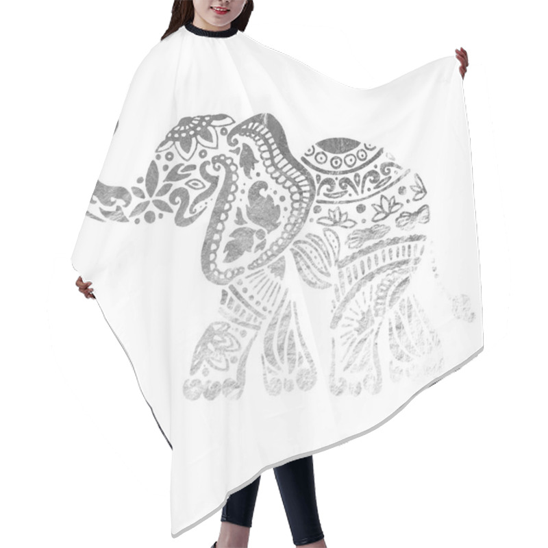 Personality  Elephant Ornamental Silver Texture Hair Cutting Cape