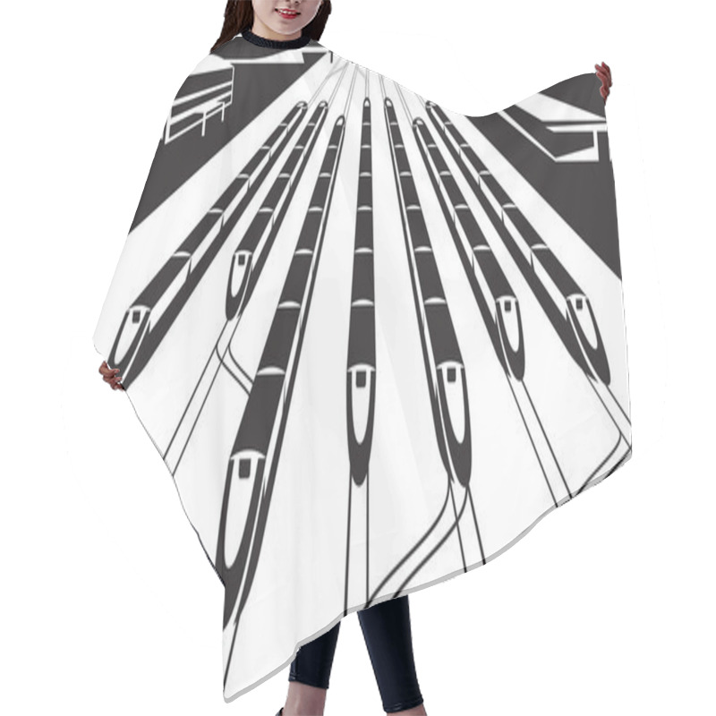 Personality  High-speed Rail Trains In Perspective Hair Cutting Cape