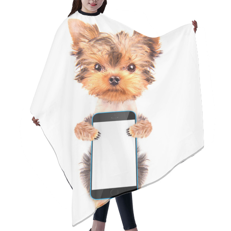 Personality  Cute Dog With Phone Hair Cutting Cape