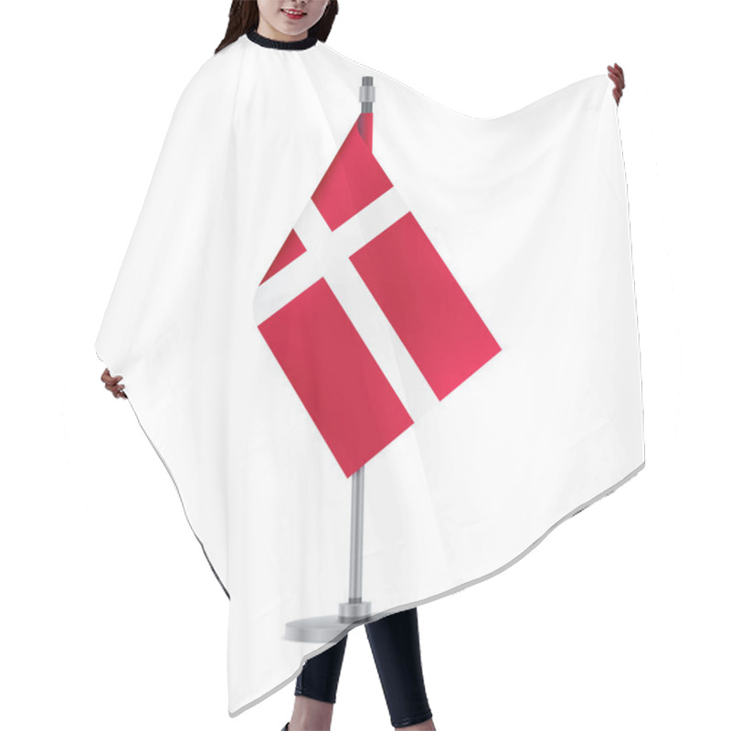 Personality  Flag design. Danish flag hanging on the metallic pole. Isolated template for your designs. Vector illustration. hair cutting cape