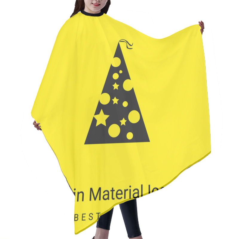 Personality  Birthday Hat With Dots And Stars Minimal Bright Yellow Material Icon Hair Cutting Cape