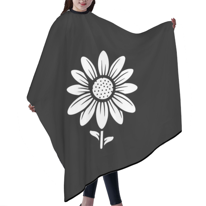 Personality  Daisy - Black And White Vector Illustration Hair Cutting Cape