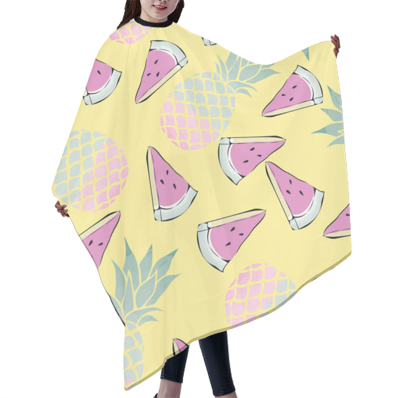 Personality  Pineapples And Watermelon Seamless Pattern Hair Cutting Cape