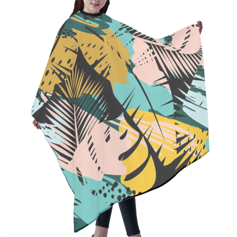 Personality  Seamless Exotic Pattern With Tropical Plants And Artistic Background Hair Cutting Cape