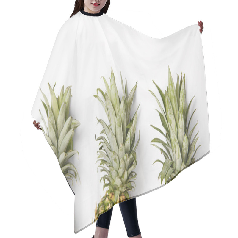 Personality  Fresh, Organic And Tasty Pineapples On White  Background Hair Cutting Cape