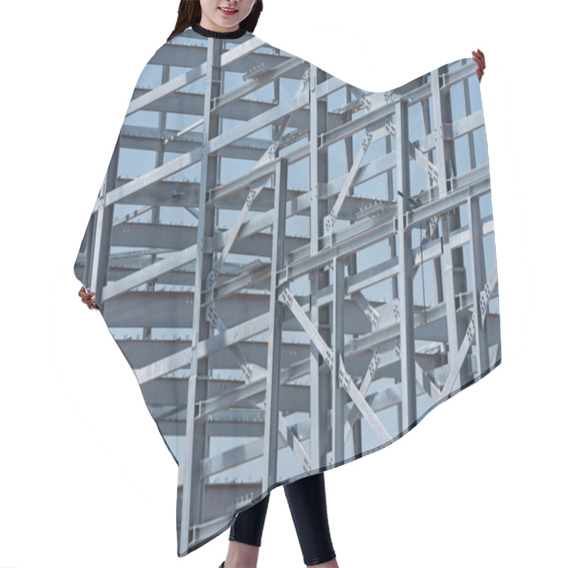 Personality  Steel Construction Of An Industrial Building Under Construction Hair Cutting Cape