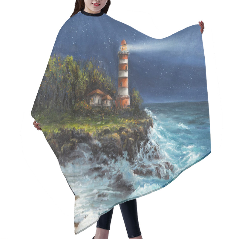 Personality  Lighthouse At Night Hair Cutting Cape