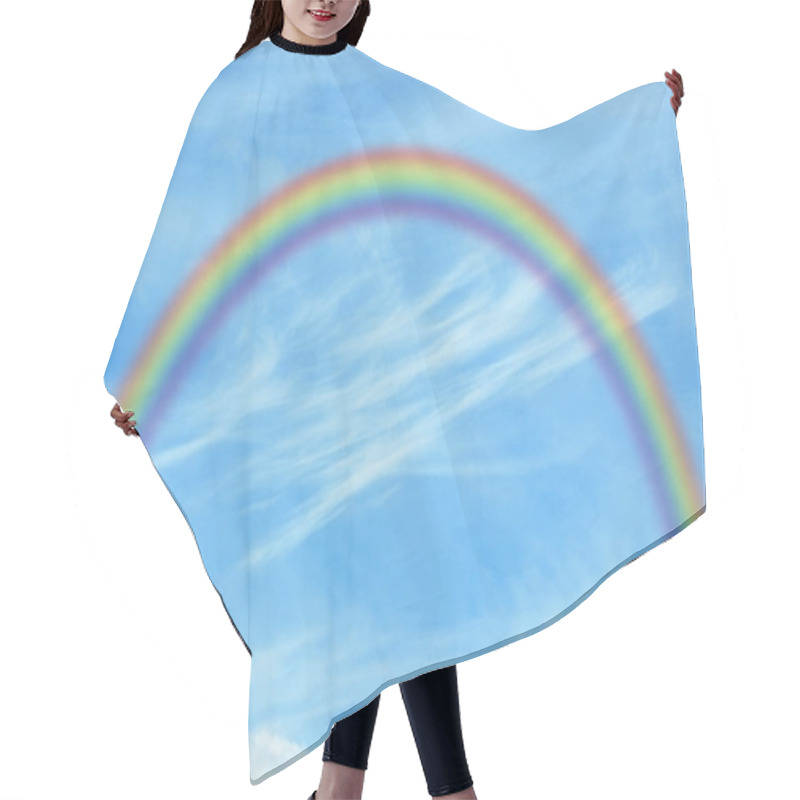 Personality  Blue Sky With White Clouds And Rainbow Hair Cutting Cape