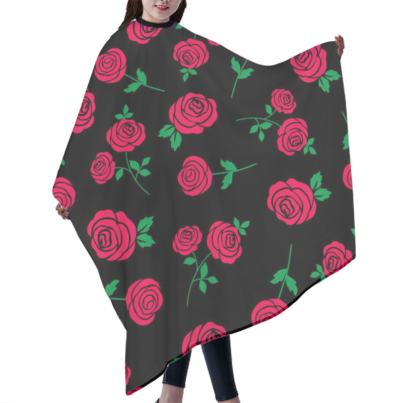 Personality  Red Rose Pattern Hair Cutting Cape