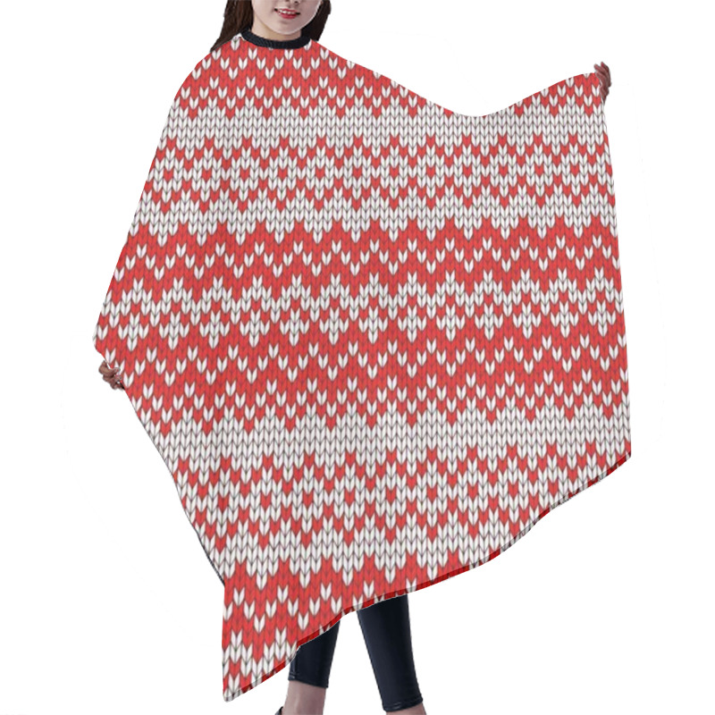 Personality  Seamless Knitted Pattern. Hair Cutting Cape