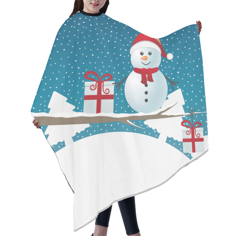 Personality  Snowman Figure On Branch Snowy Winter Landscape Hair Cutting Cape