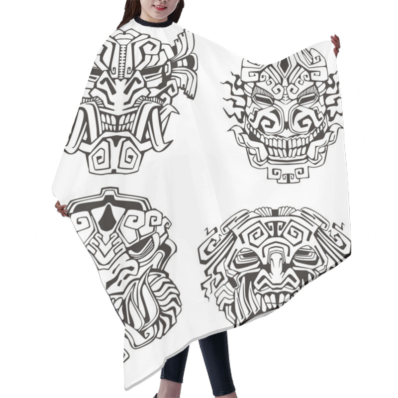 Personality  Aztec Monster Totem Masks Hair Cutting Cape