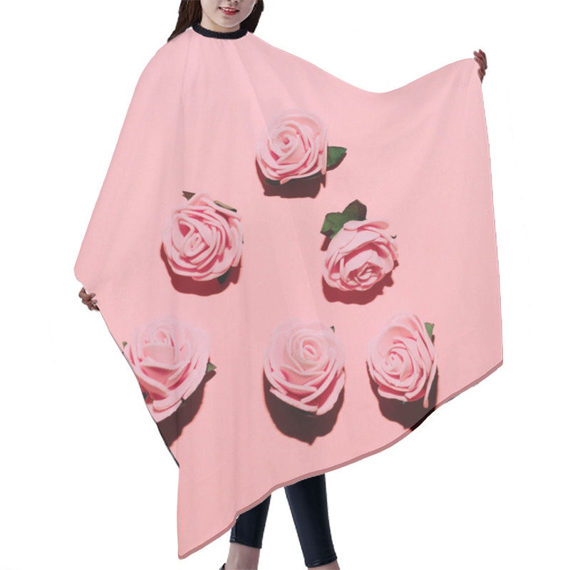 Personality  Roses On A Pink Background. Minimal Art Hair Cutting Cape