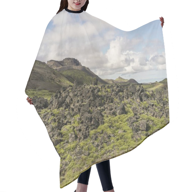 Personality  Beautiful Landscape With Mountains And Moss In Iceland  Hair Cutting Cape