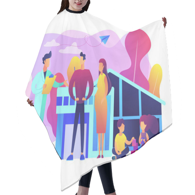 Personality  Family Doctor Concept Vector Illustration. Hair Cutting Cape