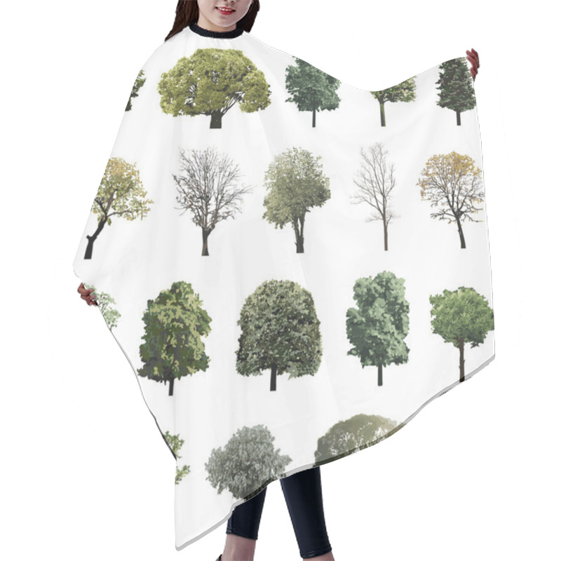 Personality  Vector Set Of Trees Hair Cutting Cape