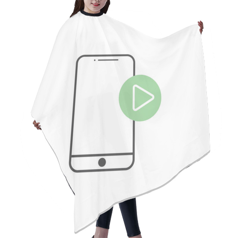 Personality  Phone Screen With Play Button For Video Playback, Suitable For Technology Blogs, App Promotions, And Video Production Websites. Hair Cutting Cape