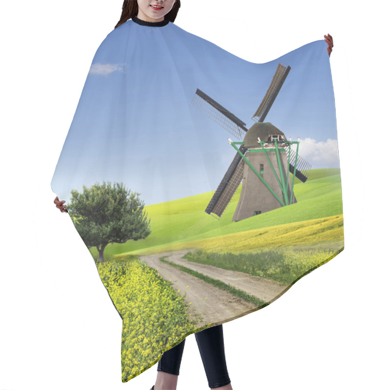 Personality  Traditional Windmill In The Countryside Hair Cutting Cape