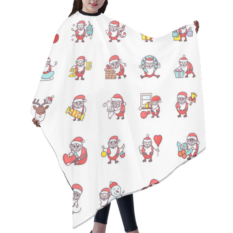 Personality  Pack Of Doodle Santa Claus Icons Hair Cutting Cape