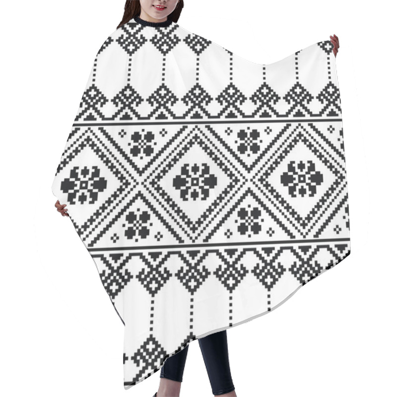 Personality  Ukrainian Or Belarusian Folk Art Black Floral Embroidery Pattern Or Print    Hair Cutting Cape