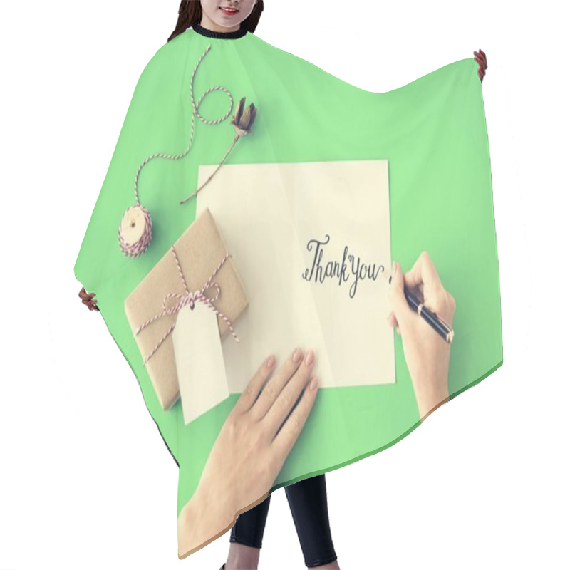 Personality  Person Writing On Greeting Card Hair Cutting Cape