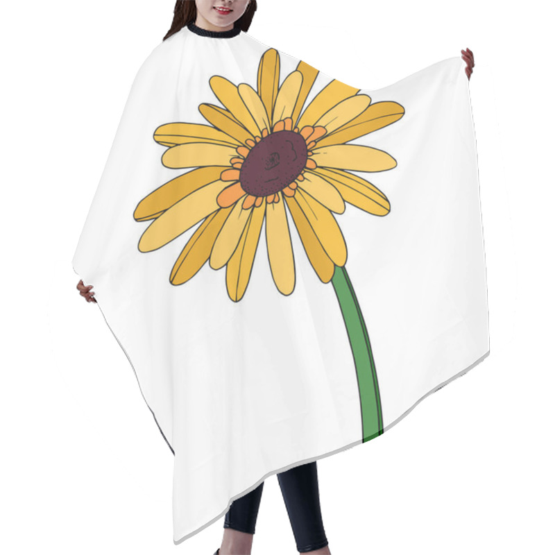 Personality  Vector Gerbera Floral Botanical Flower. Black And White Engraved Hair Cutting Cape