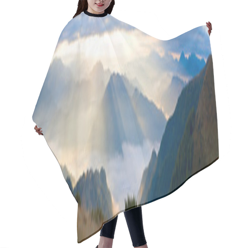 Personality  Mountain Hazy Daybreak With Sunbeam And Haze Hair Cutting Cape