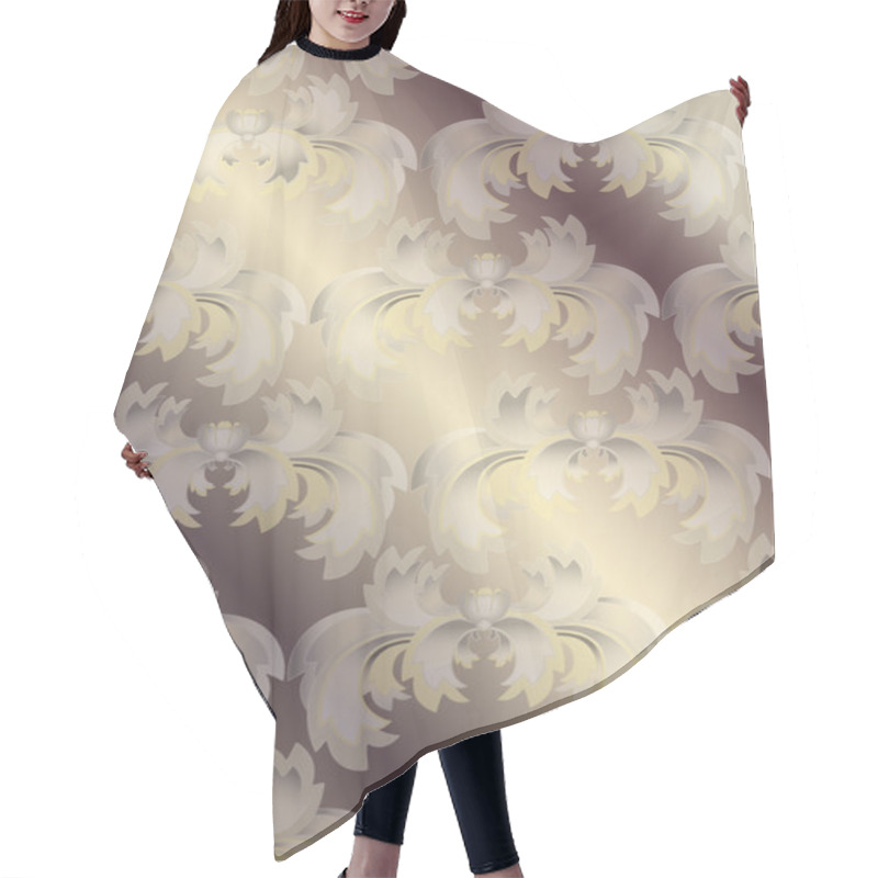 Personality  Delicate Exotic Flowers On Shiny Beige Background Hair Cutting Cape