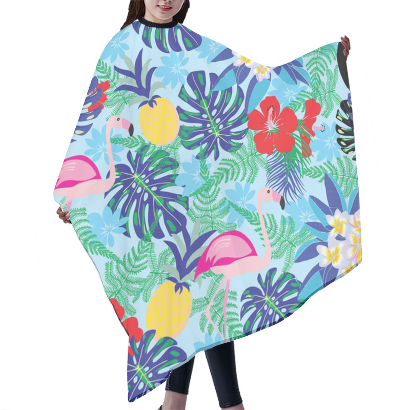 Personality  Decorative Pattern With Flamingo, Pineapple, Toucan And Monstera Hair Cutting Cape