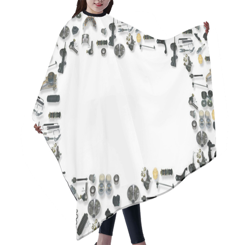 Personality  Spare Parts Car On The White Background Hair Cutting Cape