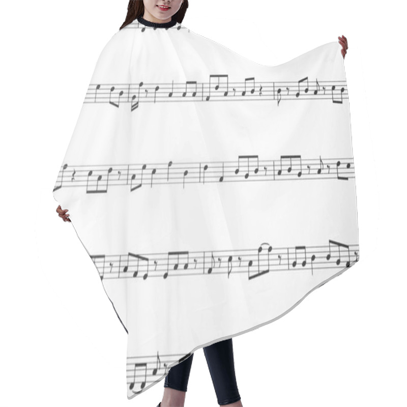 Personality  Sheet With Music Notes As Background, Top View Hair Cutting Cape