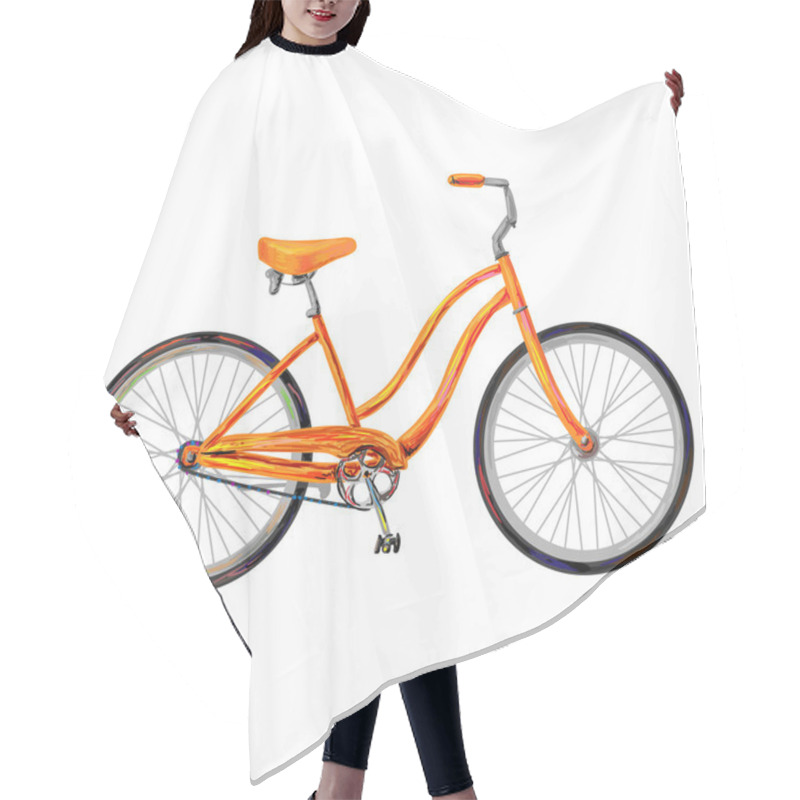 Personality  Orange Retro Bike Hair Cutting Cape