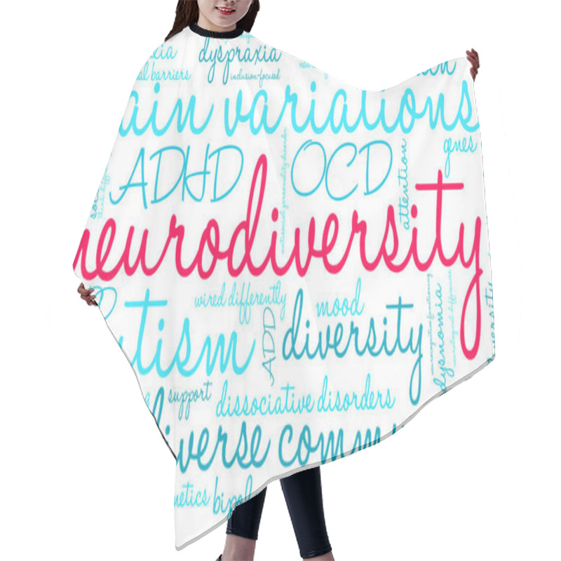 Personality  Neurodiversity Word Cloud On A White Background.  Hair Cutting Cape