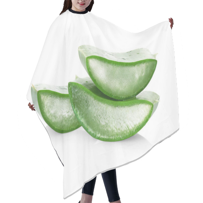 Personality  Green Aloe Vera Slices Isolated On White Hair Cutting Cape