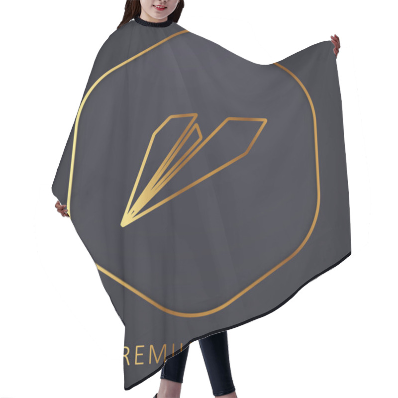 Personality  Black Origami Plane Golden Line Premium Logo Or Icon Hair Cutting Cape