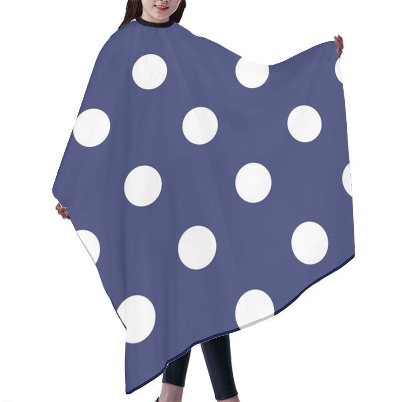 Personality  Vector Seamless Pattern With Huge Polka Dots On Retro Navy Blue Background Hair Cutting Cape