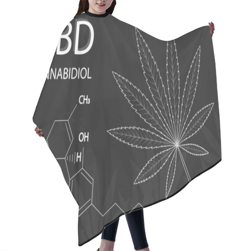 Personality  Cannabis Leaf Of Sativa With Formula Cannabidiol Hair Cutting Cape