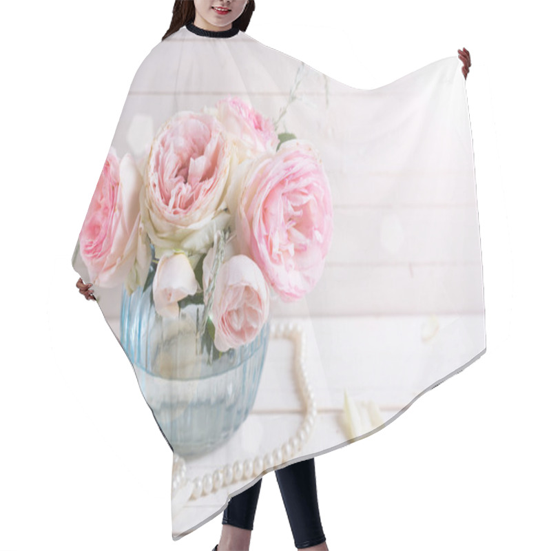 Personality  Pink Roses In Vase Hair Cutting Cape